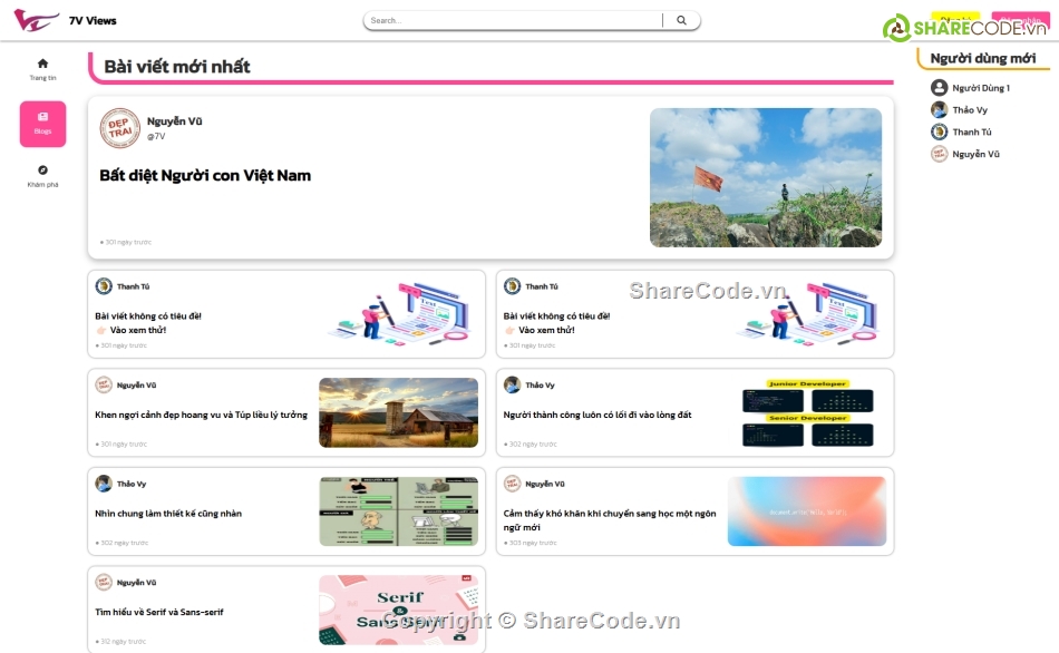 Code web,Code PHP,Code đồ án,Sharecode,Trang Blog,web trang tin tức